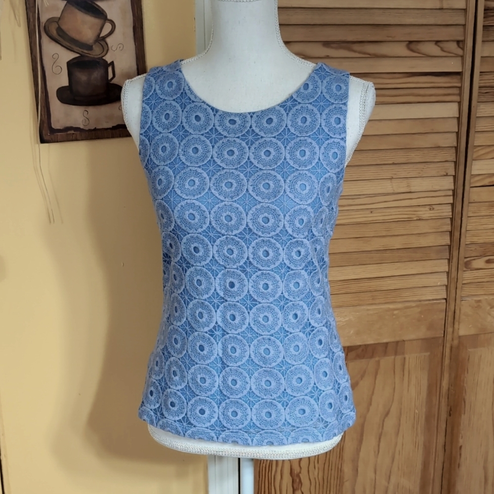 Banana Republic Blue Lace Sleeveless Top S